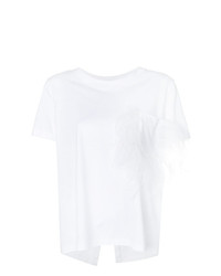 weißes verziertes T-Shirt mit einem Rundhalsausschnitt von Parlor