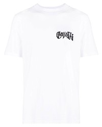 weißes verziertes T-Shirt mit einem Rundhalsausschnitt von Roberto Cavalli