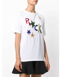 weißes verziertes T-Shirt mit einem Rundhalsausschnitt von P.A.R.O.S.H.