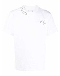 weißes verziertes T-Shirt mit einem Rundhalsausschnitt von Sacai