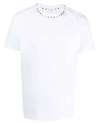weißes verziertes T-Shirt mit einem Rundhalsausschnitt von Valentino Garavani
