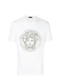 weißes verziertes T-Shirt mit einem Rundhalsausschnitt von Versace