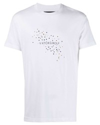 weißes verziertes T-Shirt mit einem Rundhalsausschnitt von Viktor & Rolf