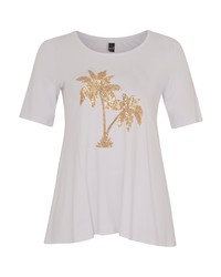 weißes verziertes T-Shirt mit einem Rundhalsausschnitt von Yoek