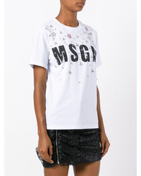 weißes verziertes T-shirt von MSGM