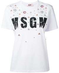 weißes verziertes T-shirt von MSGM