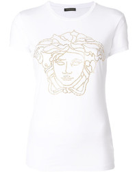 weißes verziertes T-shirt von Versace