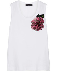 weißes verziertes Trägershirt von Dolce & Gabbana